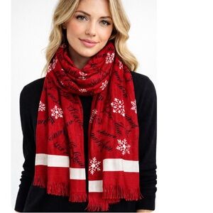 Holiday Red Snowflake Scarf Christmas Joy Peace